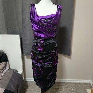 Le Chateau two toned satin midi dress.